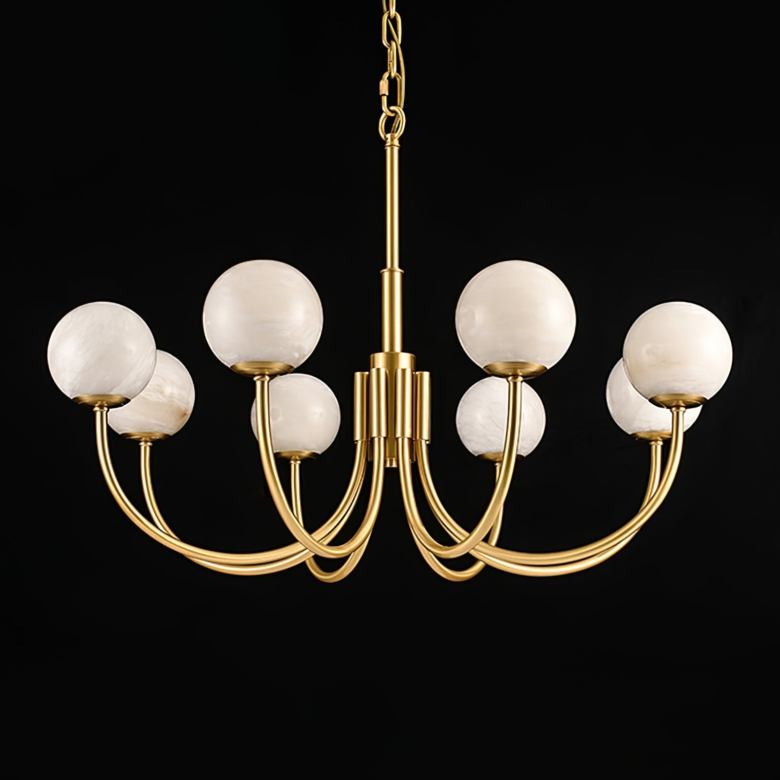 Mjolkuvys Moderne Minimaliste Globe Laiton Albâtre Lustre - Neutralighting