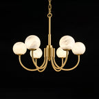 Mjolkuvys Moderne Minimaliste Globe Laiton Albâtre Lustre - Neutralighting