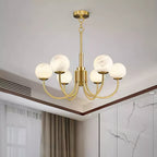 Mjolkuvys Moderne Minimaliste Globe Laiton Albâtre Lustre - Neutralighting
