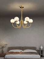 Mjolkuvys Moderne Minimaliste Globe Laiton Albâtre Lustre - Neutralighting