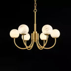Mjolkuvys Moderne Minimaliste Globe Laiton Albâtre Lustre - Neutralighting