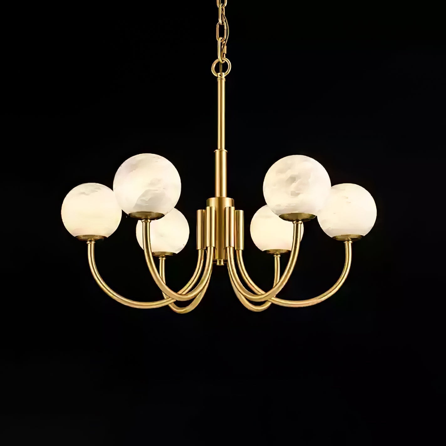 Mjolkuvys Moderne Minimaliste Globe Laiton Albâtre Lustre - Neutralighting