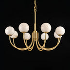 Mjolkuvys Moderne Minimaliste Globe Laiton Albâtre Lustre - Neutralighting