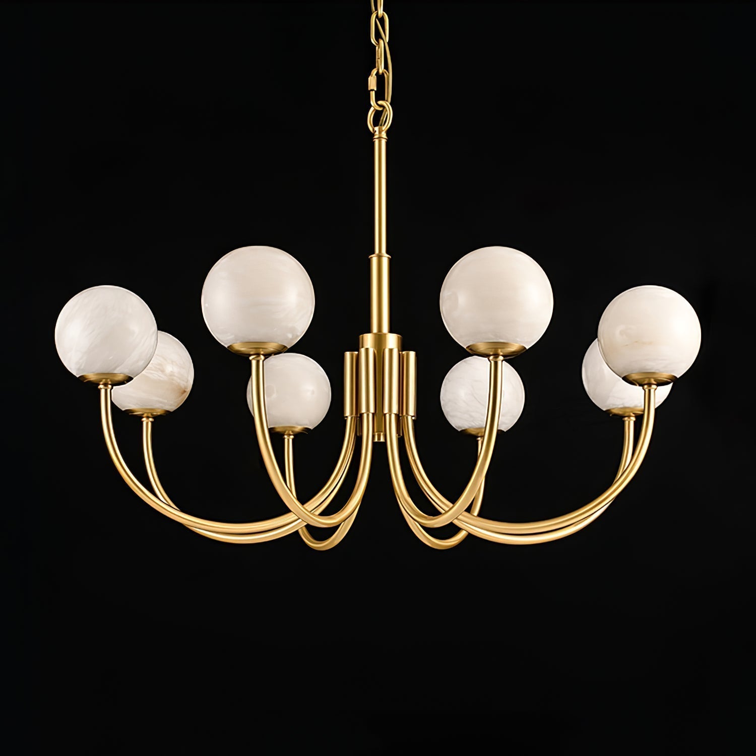 Mjolkuvys Moderne Minimaliste Globe Laiton Albâtre Lustre - Neutralighting