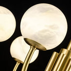 Mjolkuvys Moderne Minimaliste Globe Laiton Albâtre Lustre - Neutralighting
