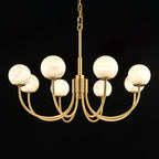 Mjolkuvys Moderne Minimaliste Globe Laiton Albâtre Lustre - Neutralighting