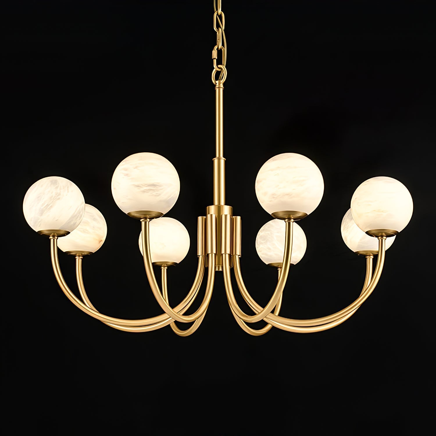 Mjolkuvys Moderne Minimaliste Globe Laiton Albâtre Lustre - Neutralighting