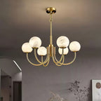 Mjolkuvys Moderne Minimaliste Globe Laiton Albâtre Lustre - Neutralighting