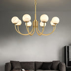 Mjolkuvys Moderne Minimaliste Globe Laiton Albâtre Lustre - Neutralighting