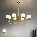 Mjolkuvys Moderne Minimaliste Globe Laiton Albâtre Lustre - Neutralighting