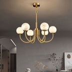 Mjolkuvys Moderne Minimaliste Globe Laiton Albâtre Lustre - Neutralighting