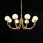 Mjolkuvys Moderne Minimaliste Globe Laiton Albâtre Lustre - Neutralighting