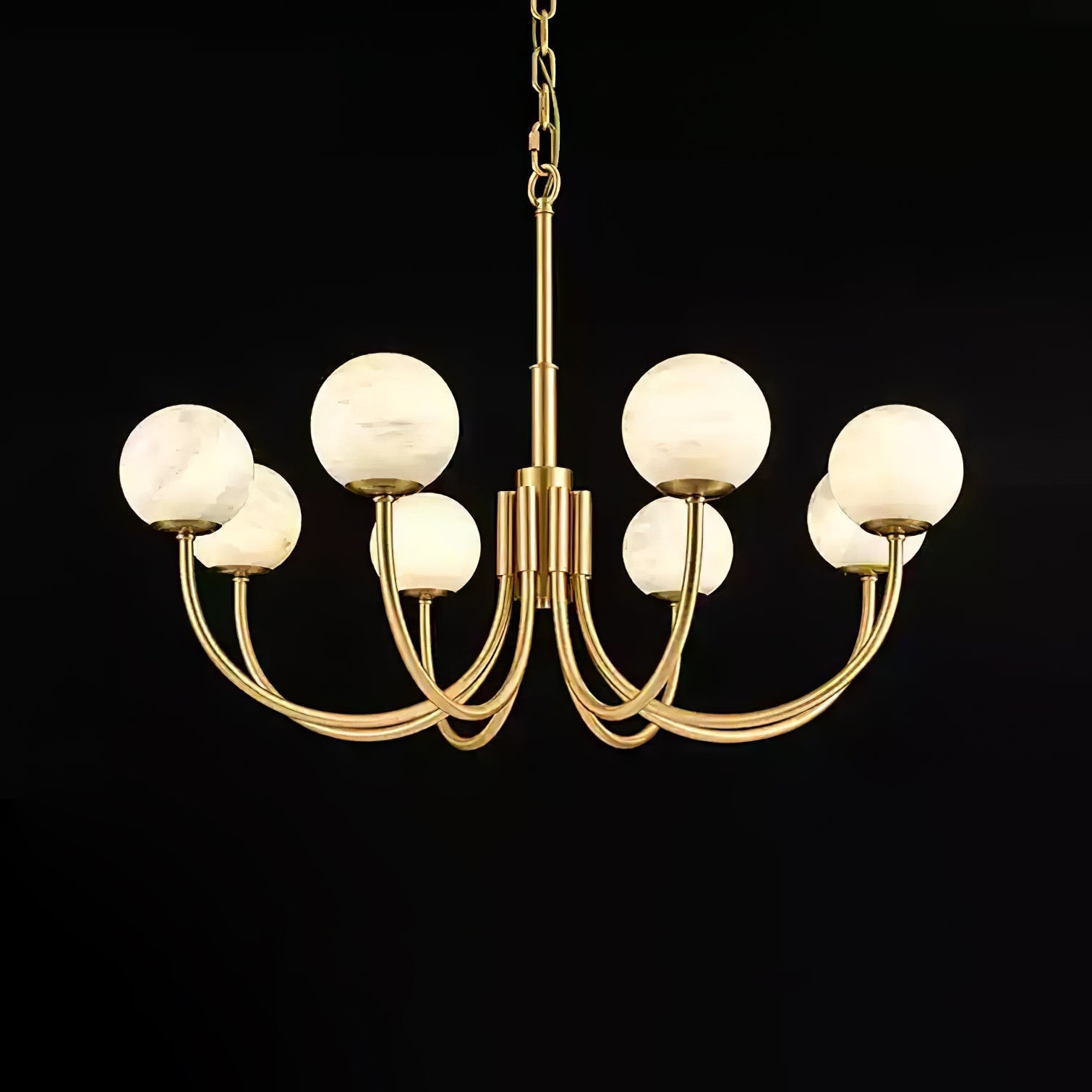 Mjolkuvys Moderne Minimaliste Globe Laiton Albâtre Lustre - Neutralighting