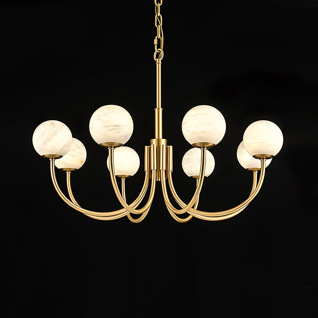 Mjolkuvys Moderne Minimaliste Globe Laiton Albâtre Lustre - Neutralighting