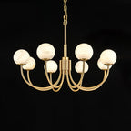 Mjolkuvys Moderne Minimaliste Globe Laiton Albâtre Lustre - Neutralighting