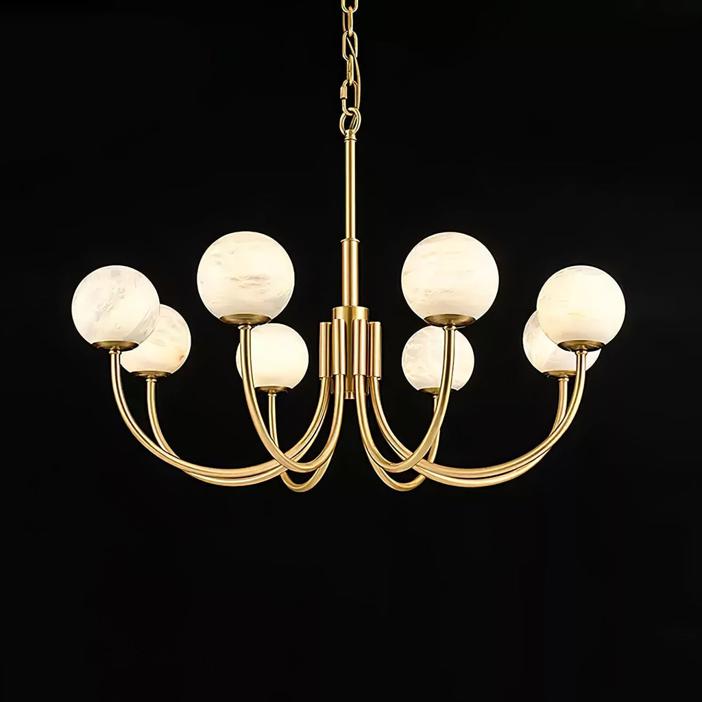 Mjolkuvys Moderne Minimaliste Globe Laiton Albâtre Lustre - Neutralighting