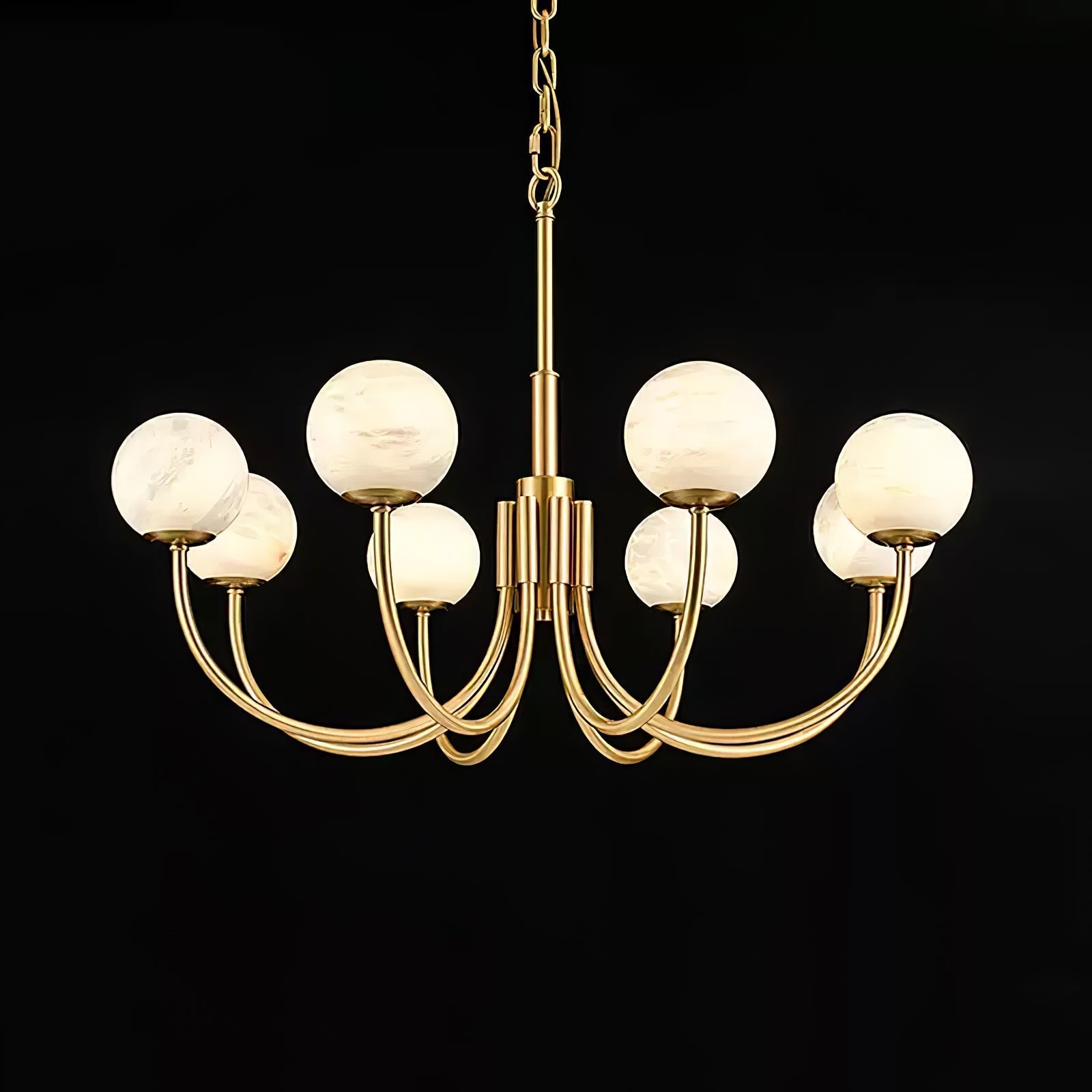 Mjolkuvys Moderne Minimaliste Globe Laiton Albâtre Lustre - Neutralighting