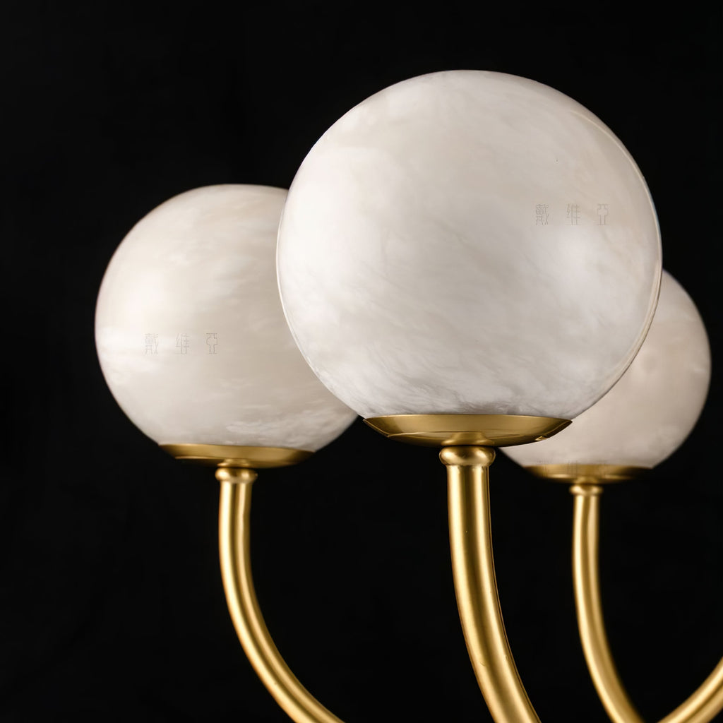 Mjolkuvys Moderne Minimaliste Globe Laiton Albâtre Lustre - Neutralighting