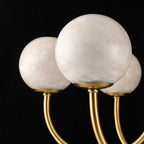 Mjolkuvys Moderne Minimaliste Globe Laiton Albâtre Lustre - Neutralighting