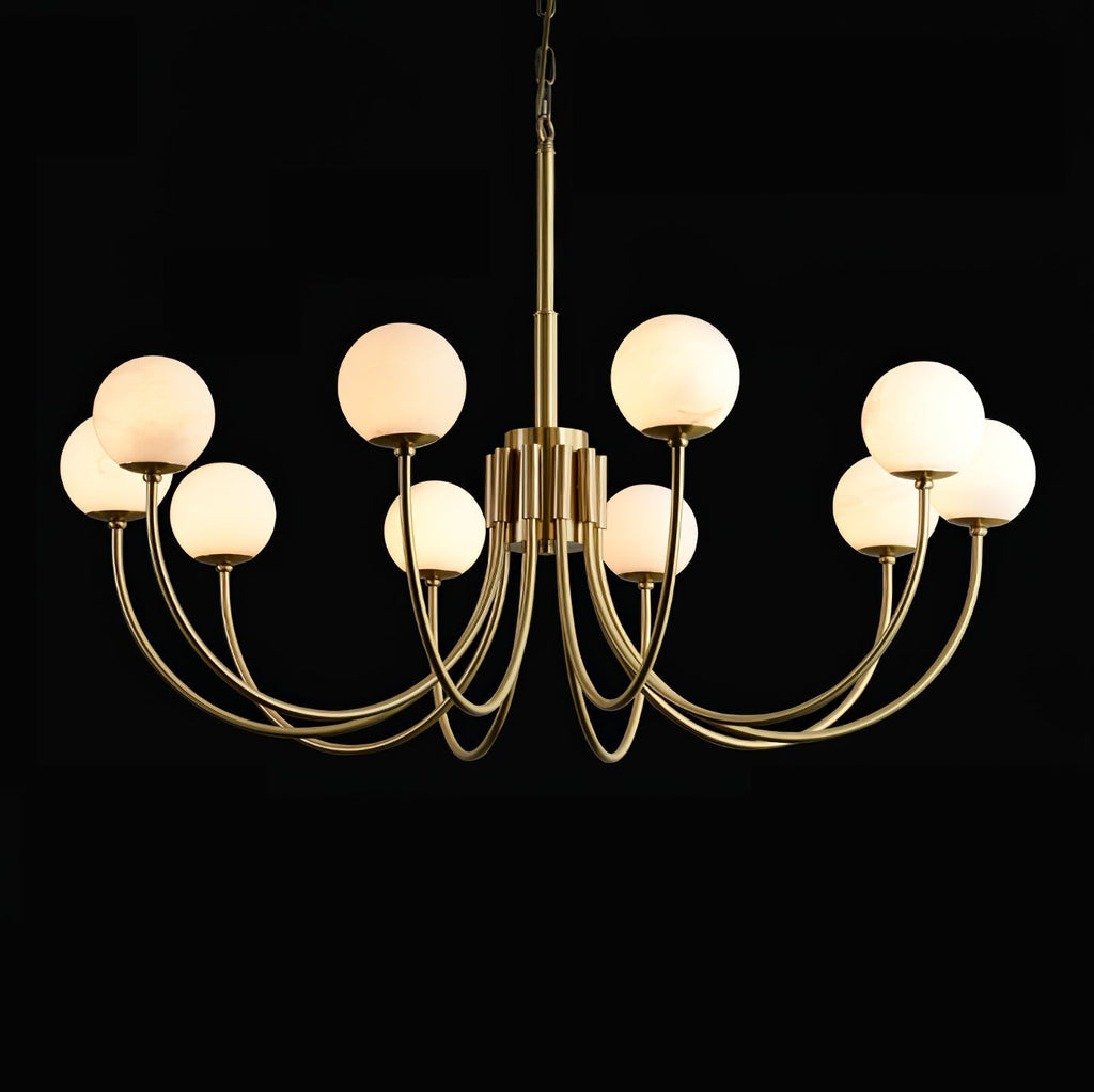 Mjolkuvys Moderne Minimaliste Globe Laiton Albâtre Lustre - Neutralighting