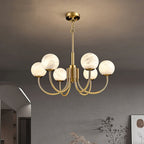 Mjolkuvys Moderne Minimaliste Globe Laiton Albâtre Lustre - Neutralighting