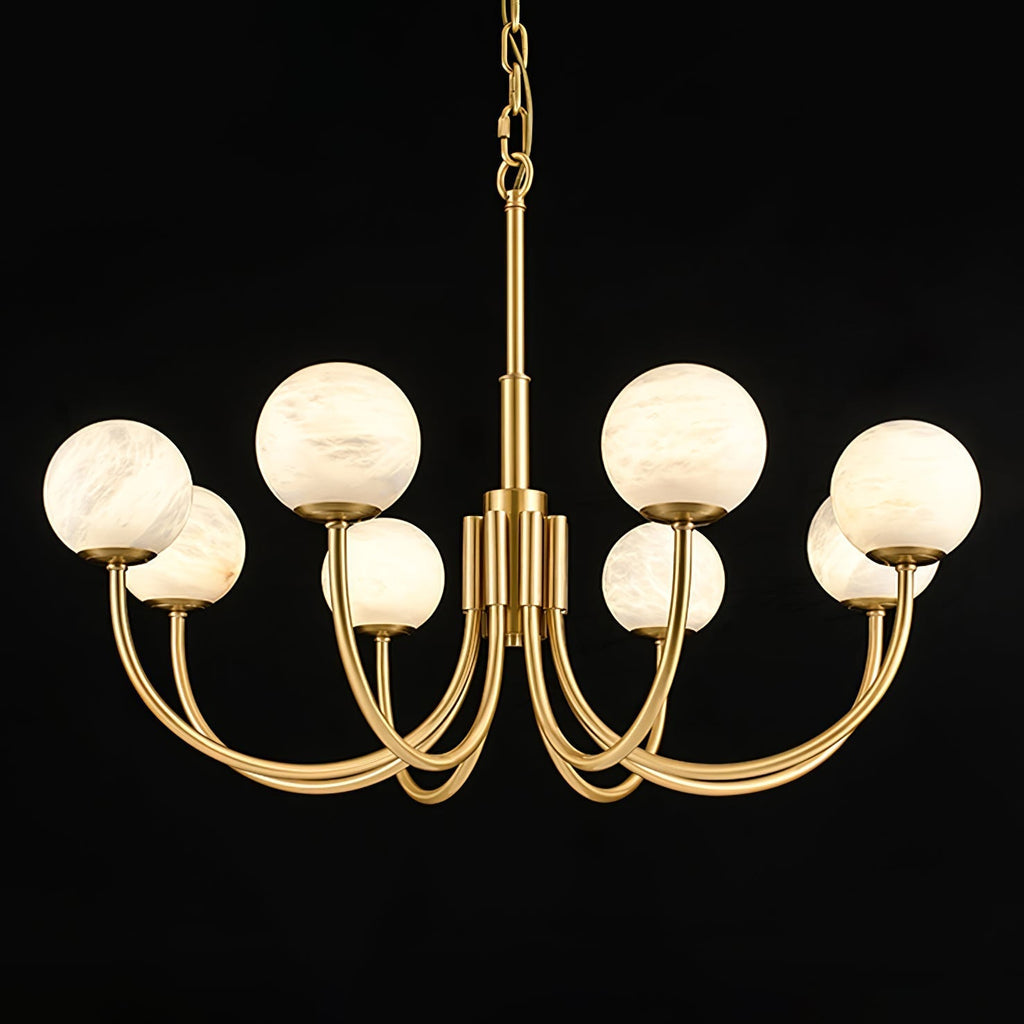 Mjolkuvys Moderne Minimaliste Globe Laiton Albâtre Lustre - Neutralighting