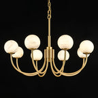 Mjolkuvys Moderne Minimaliste Globe Laiton Albâtre Lustre - Neutralighting