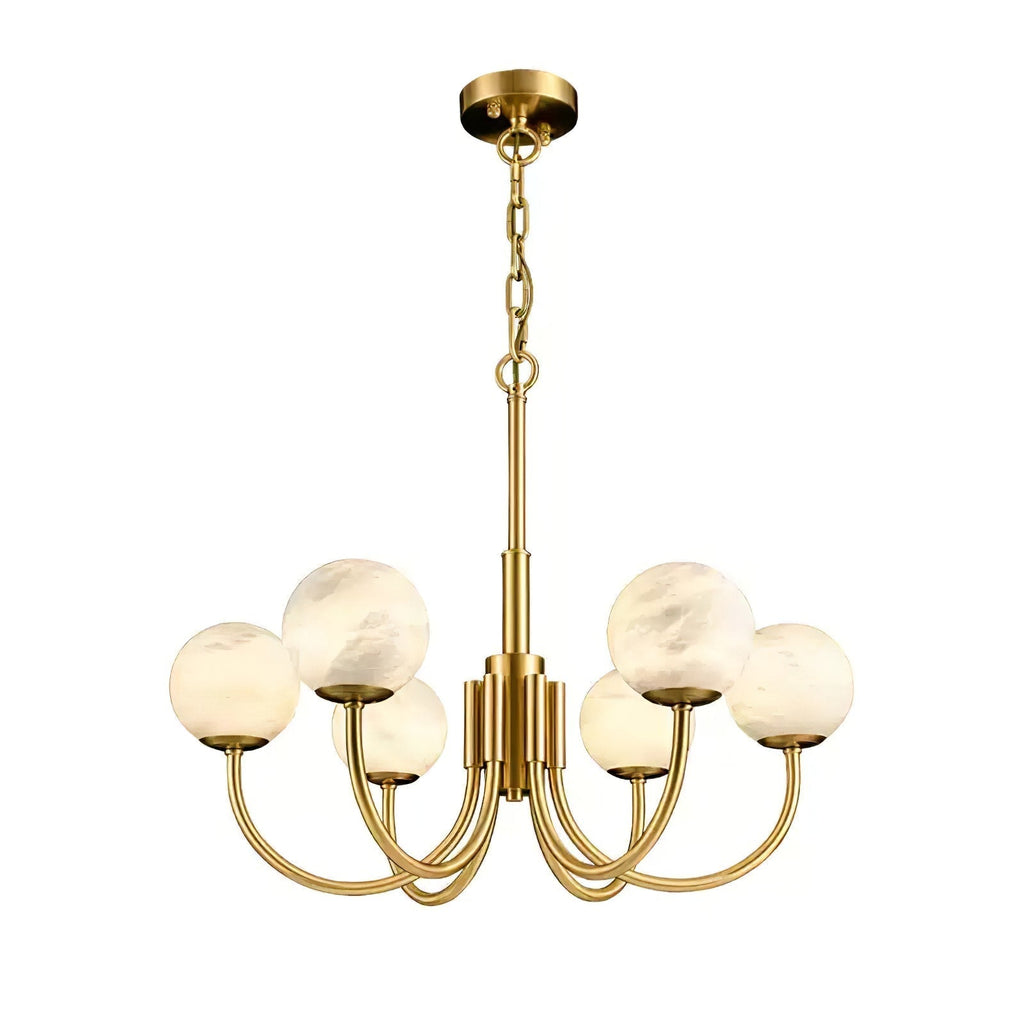 Mjolkuvys Moderne Minimaliste Globe Laiton Albâtre Lustre - Neutralighting