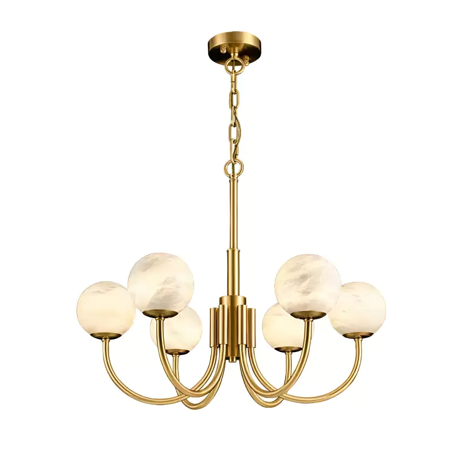 Mjolkuvys Moderne Minimaliste Globe Laiton Albâtre Lustre - Neutralighting