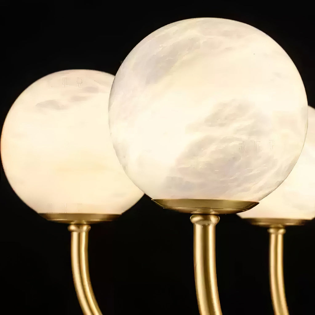 Mjolkuvys Moderne Minimaliste Globe Laiton Albâtre Lustre - Neutralighting