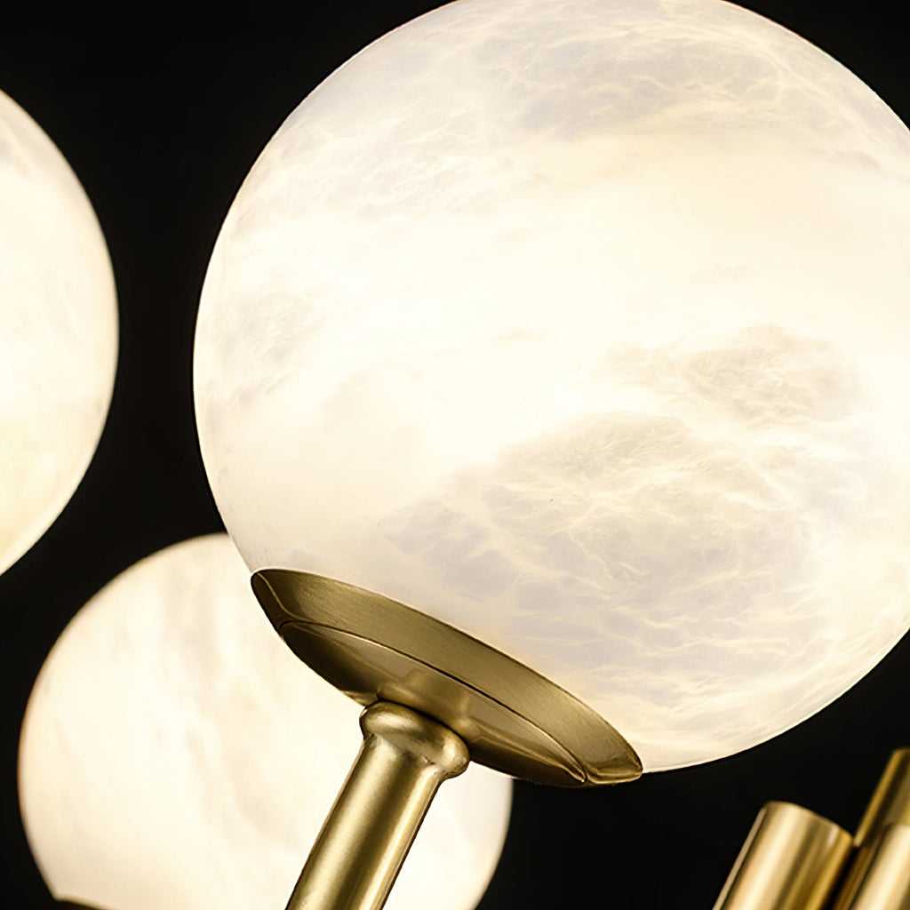 Mjolkuvys Moderne Minimaliste Globe Laiton Albâtre Lustre - Neutralighting