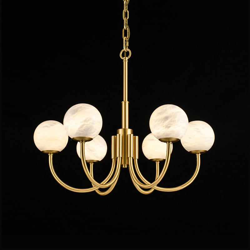 Mjolkuvys Moderne Minimaliste Globe Laiton Albâtre Lustre - Neutralighting