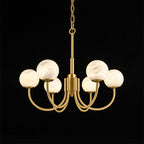 Mjolkuvys Moderne Minimaliste Globe Laiton Albâtre Lustre - Neutralighting