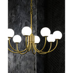 Mjolkuvys Moderne Minimaliste Globe Laiton Albâtre Lustre - Neutralighting