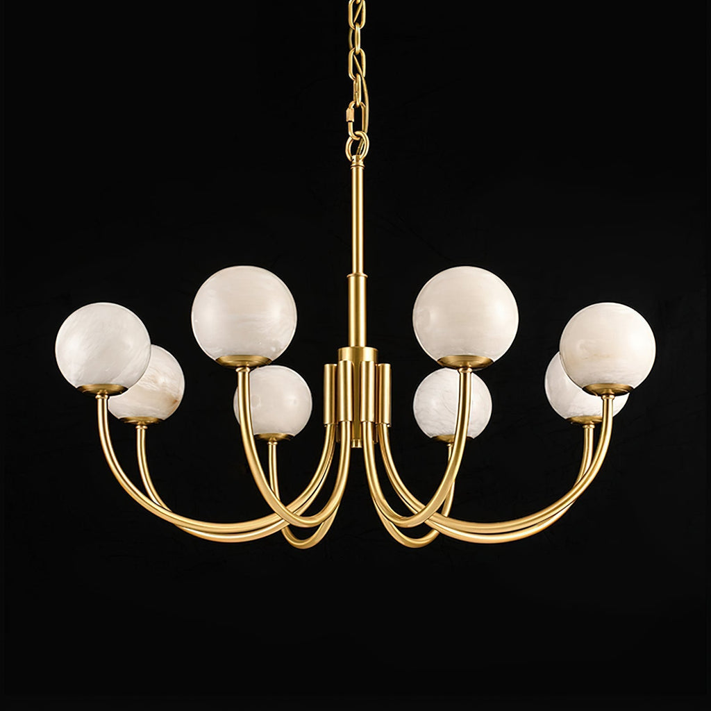 Mjolkuvys Moderne Minimaliste Globe Laiton Albâtre Lustre - Neutralighting