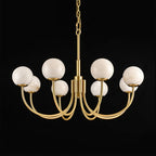 Mjolkuvys Moderne Minimaliste Globe Laiton Albâtre Lustre - Neutralighting