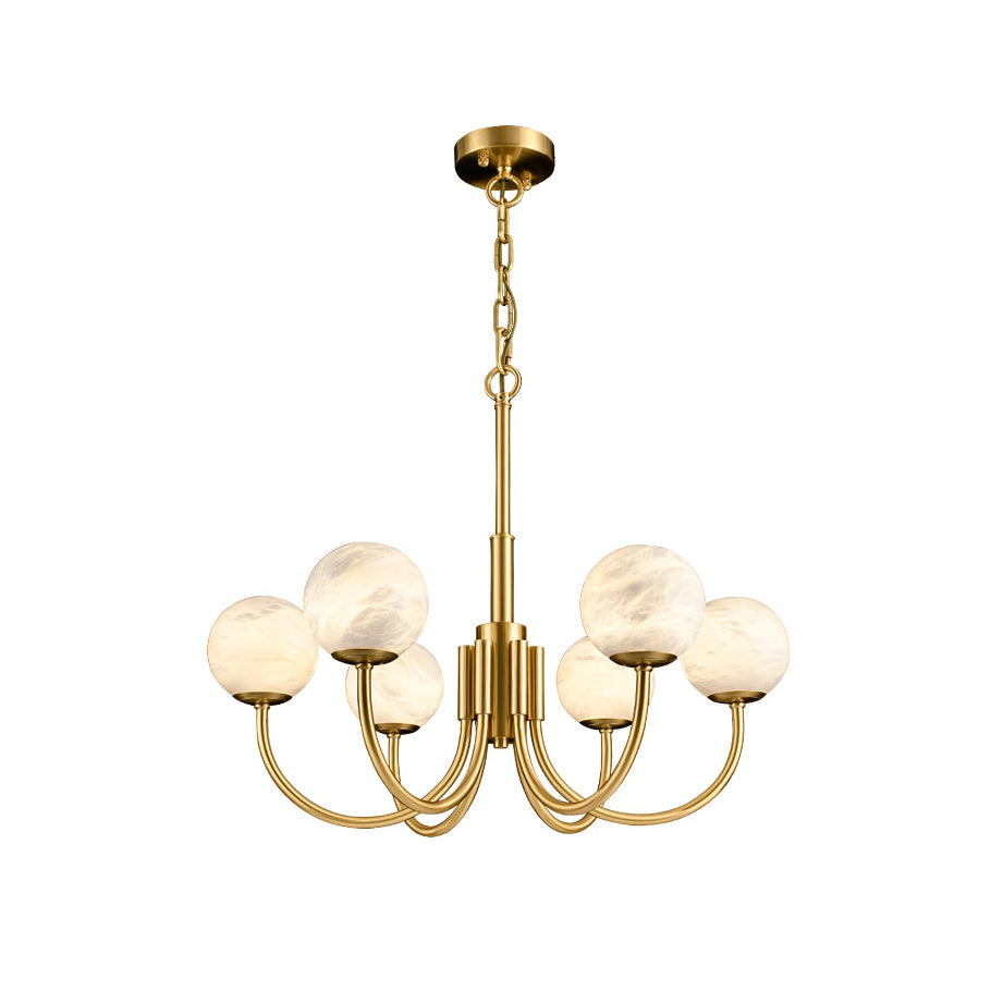 Mjolkuvys Moderne Minimaliste Globe Laiton Albâtre Lustre - Neutralighting