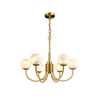 Mjolkuvys Moderne Minimaliste Globe Laiton Albâtre Lustre - Neutralighting