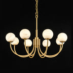 Mjolkuvys Moderne Minimaliste Globe Laiton Albâtre Lustre - Neutralighting