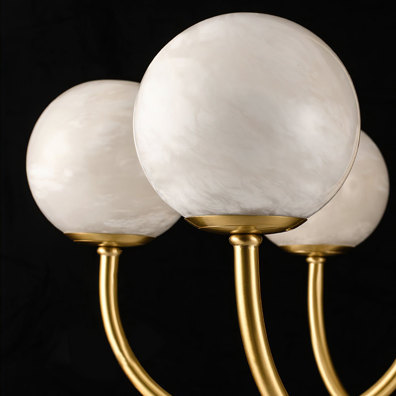 Mjolkuvys Moderne Minimaliste Globe Laiton Albâtre Lustre - Neutralighting
