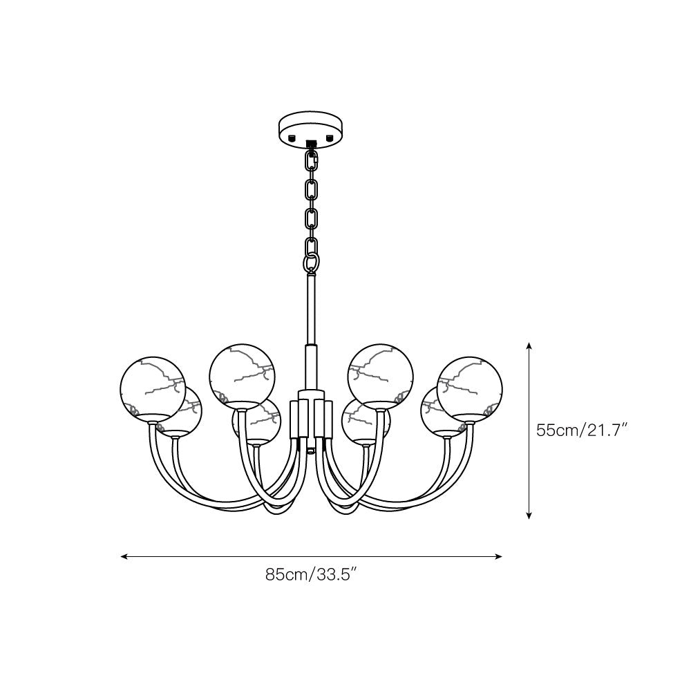 Mjolkuvys Moderne Minimaliste Globe Laiton Albâtre Lustre - Neutralighting