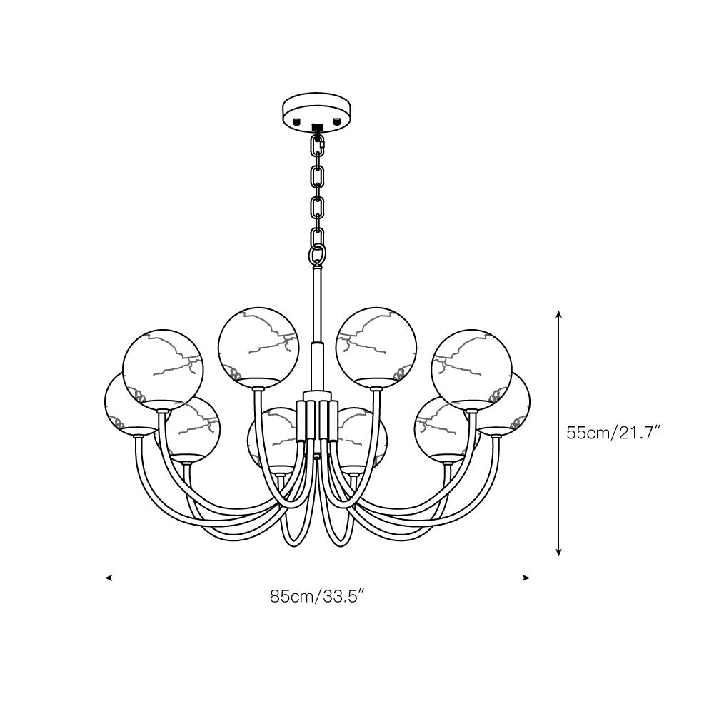 Mjolkuvys Moderne Minimaliste Globe Laiton Albâtre Lustre - Neutralighting