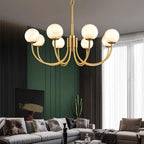 Mjolkuvys Moderne Minimaliste Globe Laiton Albâtre Lustre - Neutralighting