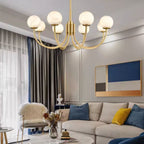 Mjolkuvys Moderne Minimaliste Globe Laiton Albâtre Lustre - Neutralighting