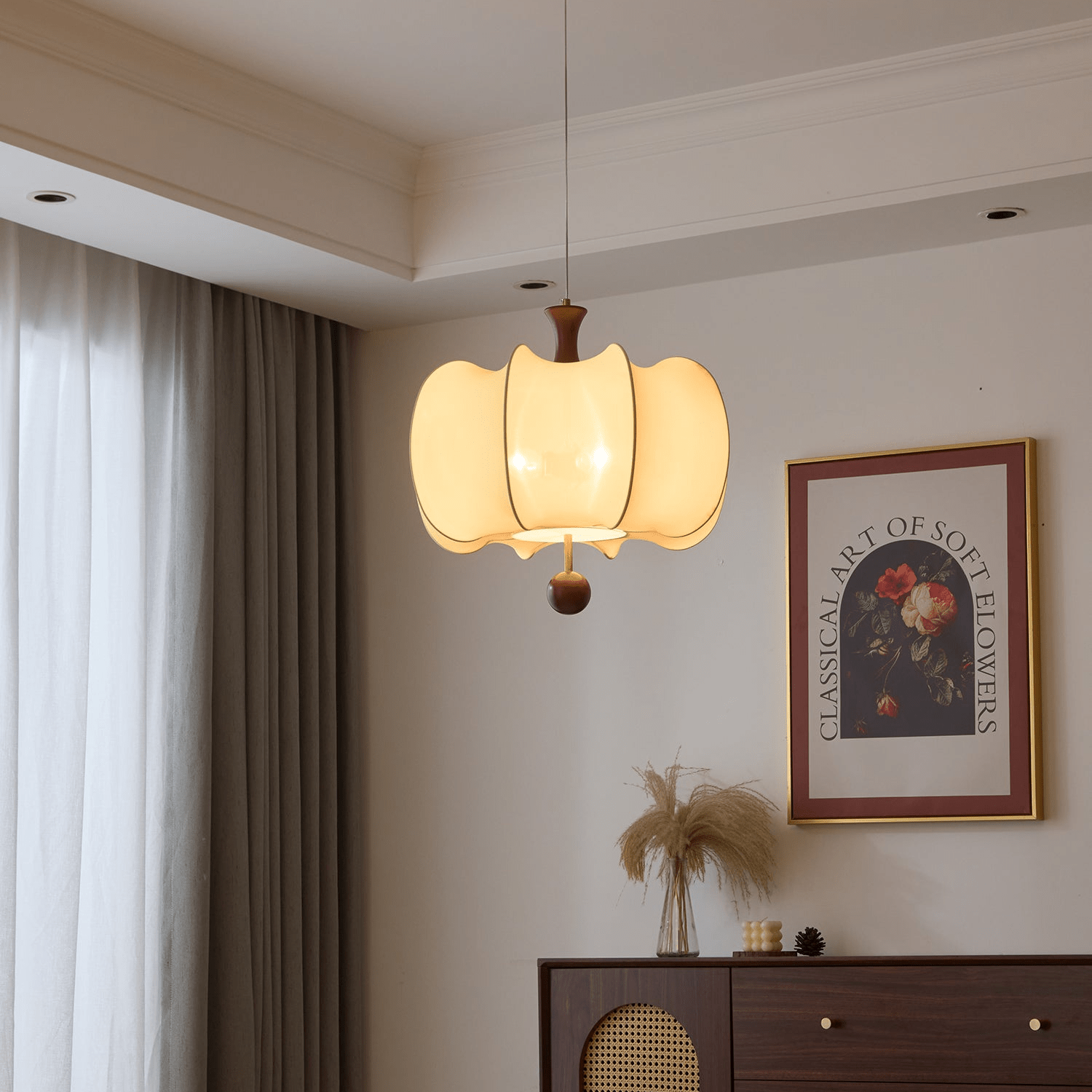 Calithra Lampe Pendante en Tissu et Bois - Neutralighting