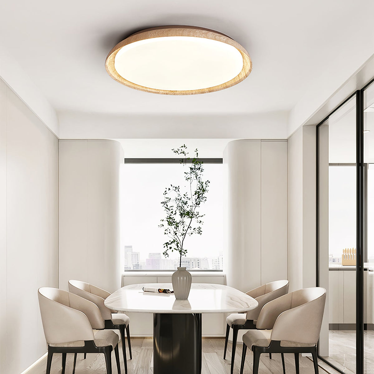 ElvinilaPlafonnier Bord-Rond en Travertin - Neutralighting