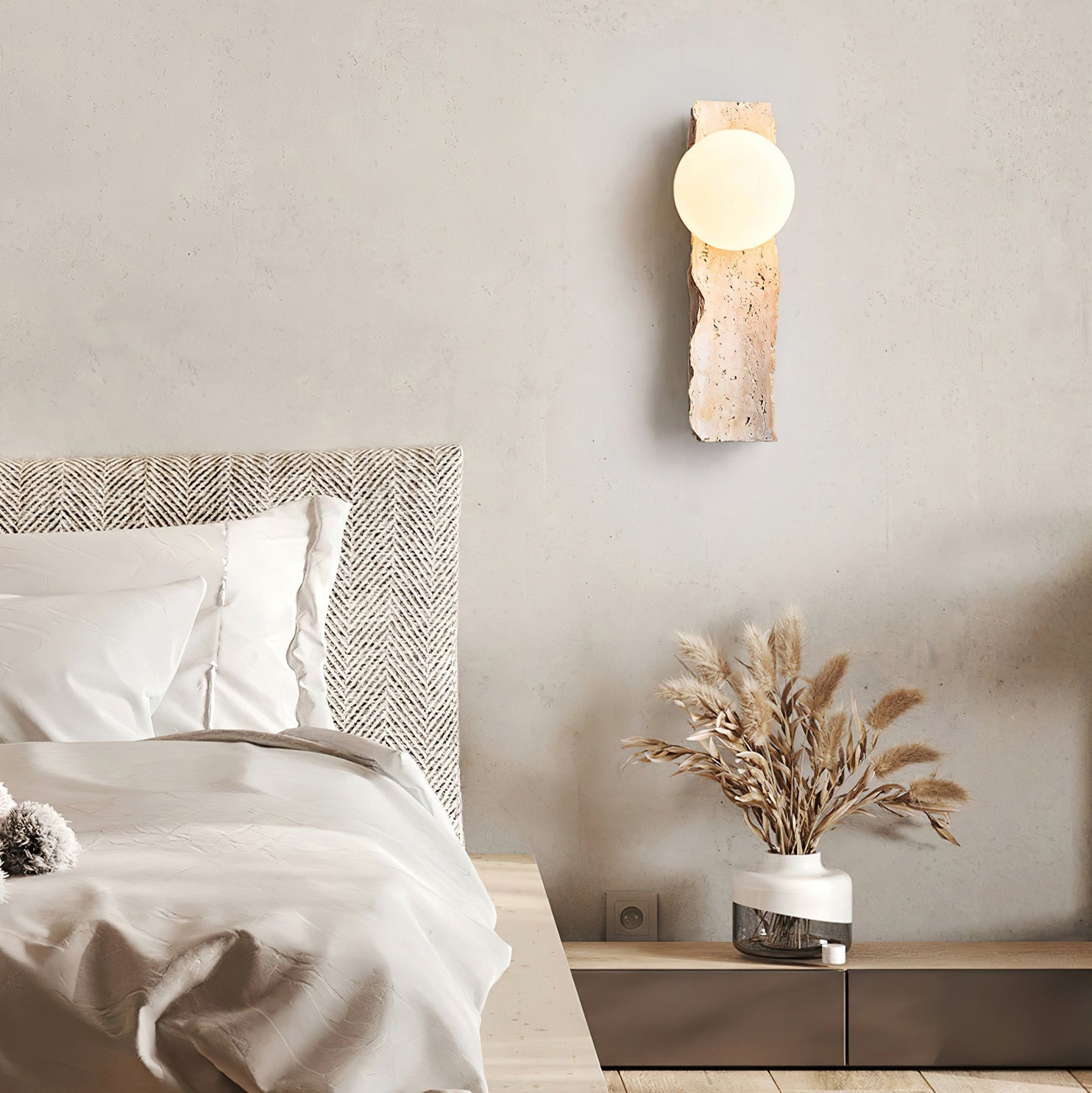 Aureum Moderne Minimaliste Verre Travertin Applique Murale - Neutralighting