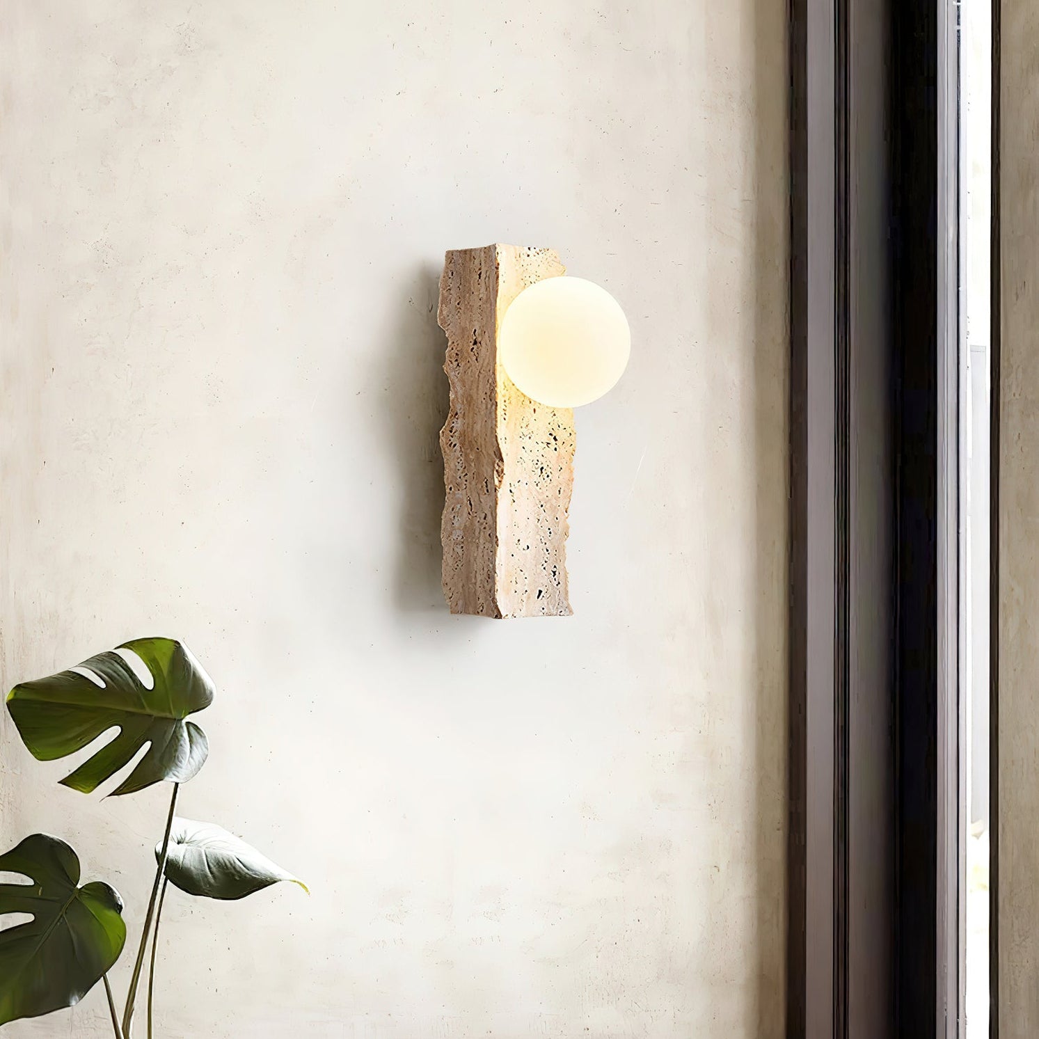 Aureum Moderne Minimaliste Verre Travertin Applique Murale - Neutralighting