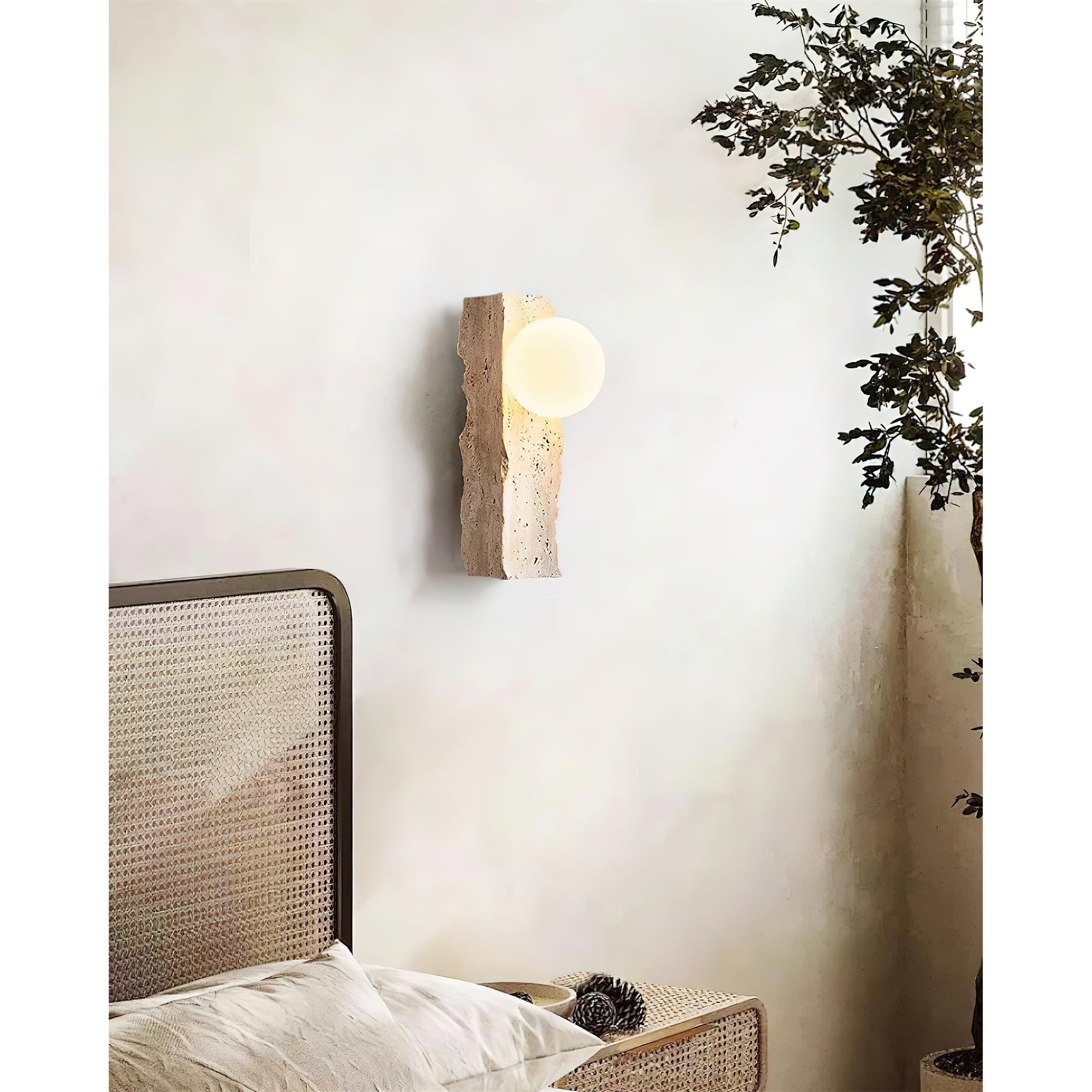 Aureum Moderne Minimaliste Verre Travertin Applique Murale - Neutralighting