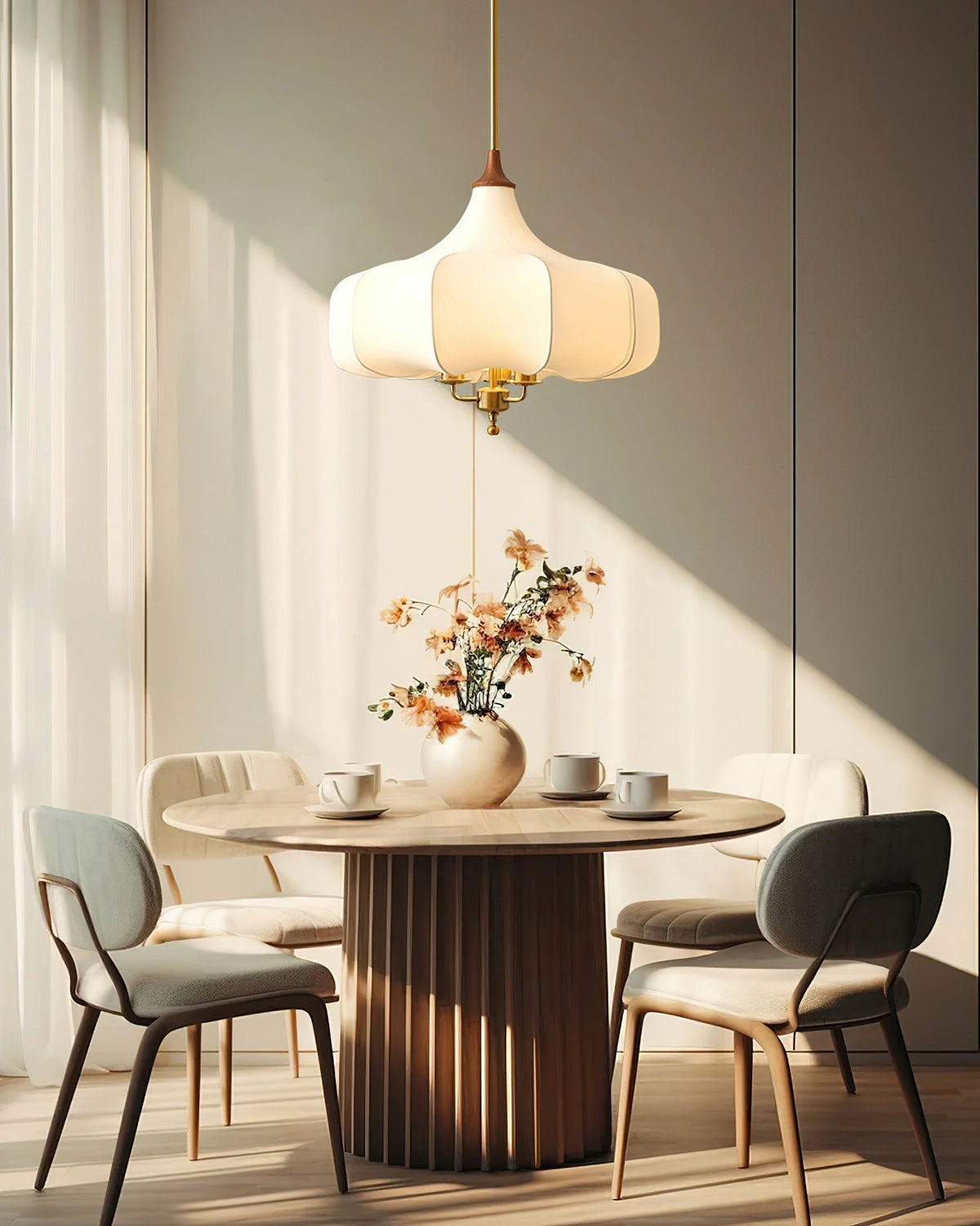 Fioren Tissu Bois Pendentif Lumière - Neutralighting